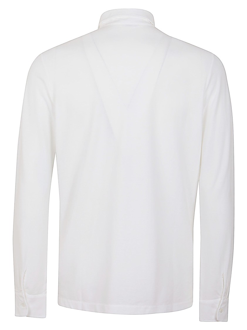 Zanone Classic Long-sleeved White Shirt With Button-down Front In White