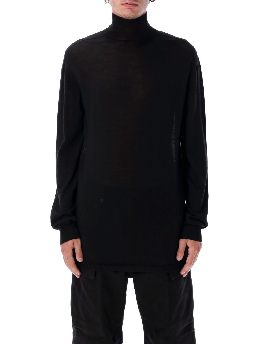 Rick Owens Relaxed-fit Black Wool Turtleneck Sweater In Black