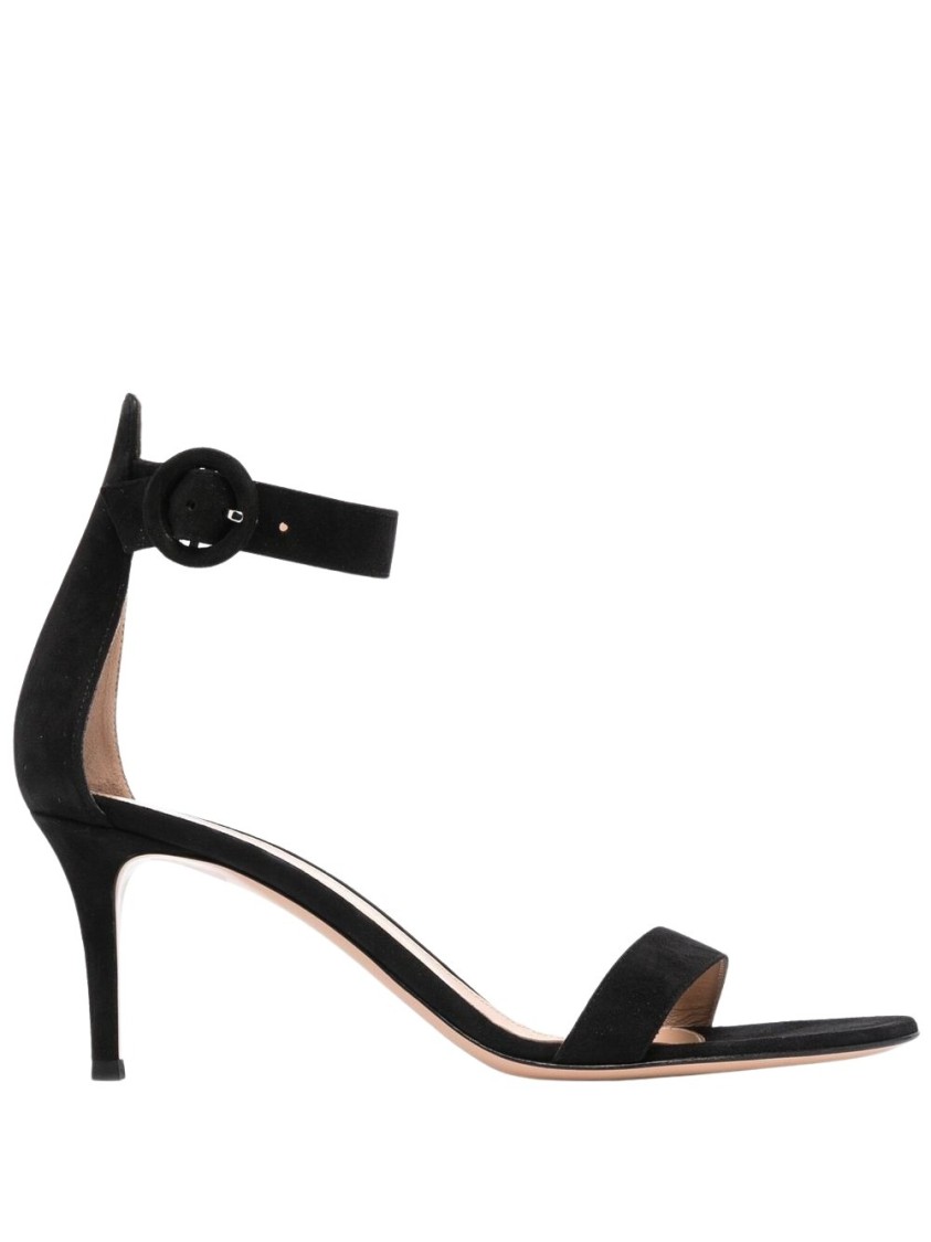 Shop Gianvito Rossi Open-toe Black Sandals With 70mm Heel