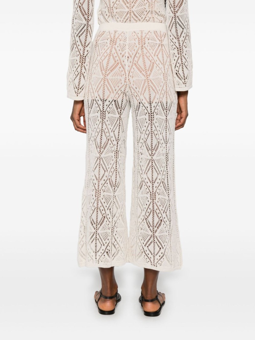 LIU •JO LIU JO OPEN-KNIT WIDE-LEG TROUSERS WITH GEOMETRIC PATTERN