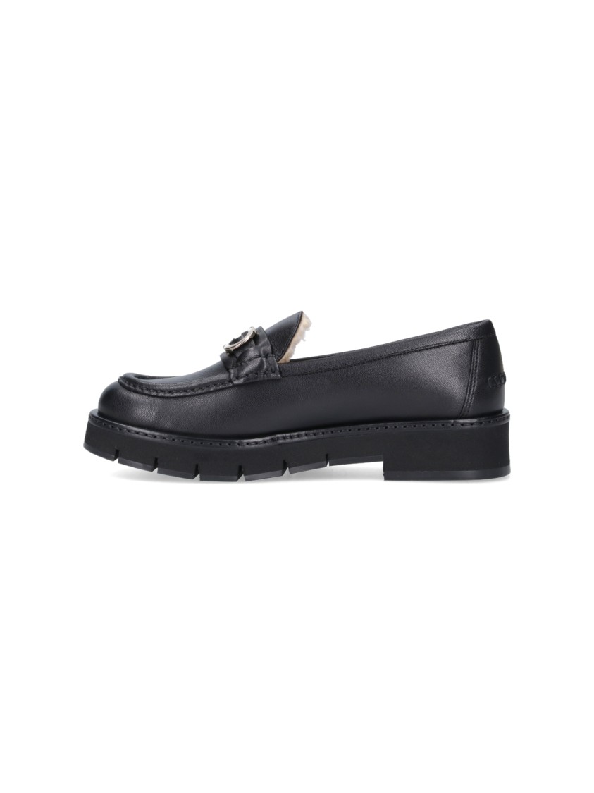 Ferragamo Black Gancini Ornament Loafers