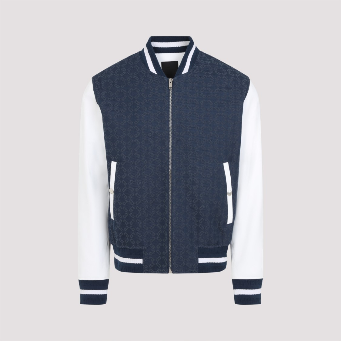 Shop Givenchy Navy Blue Cotton Bomber In Grey