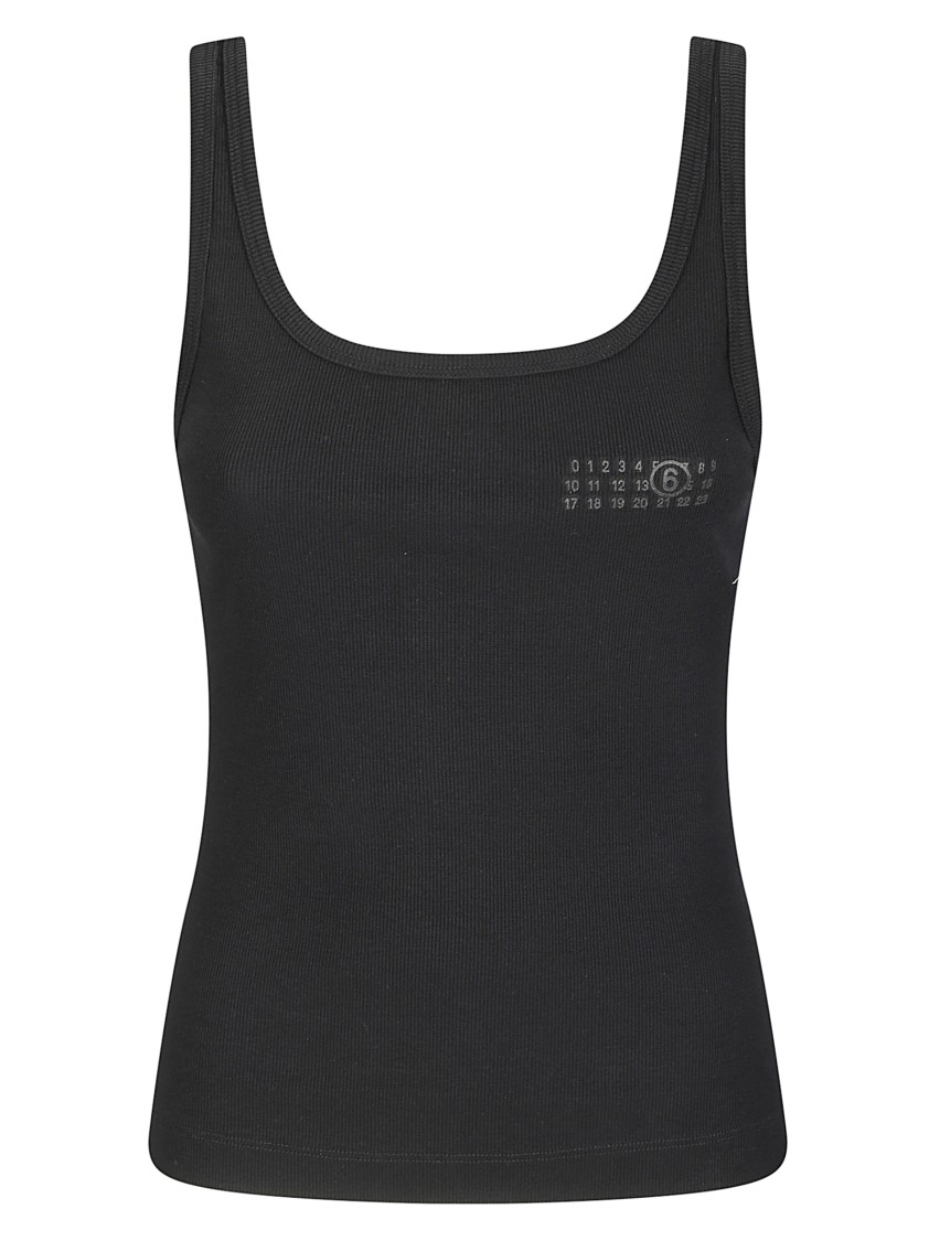 Mm6 Maison Margiela Mm6 By Maison Margiela Sleeveless Ribbed Cotton Tank Top With Hook In Black