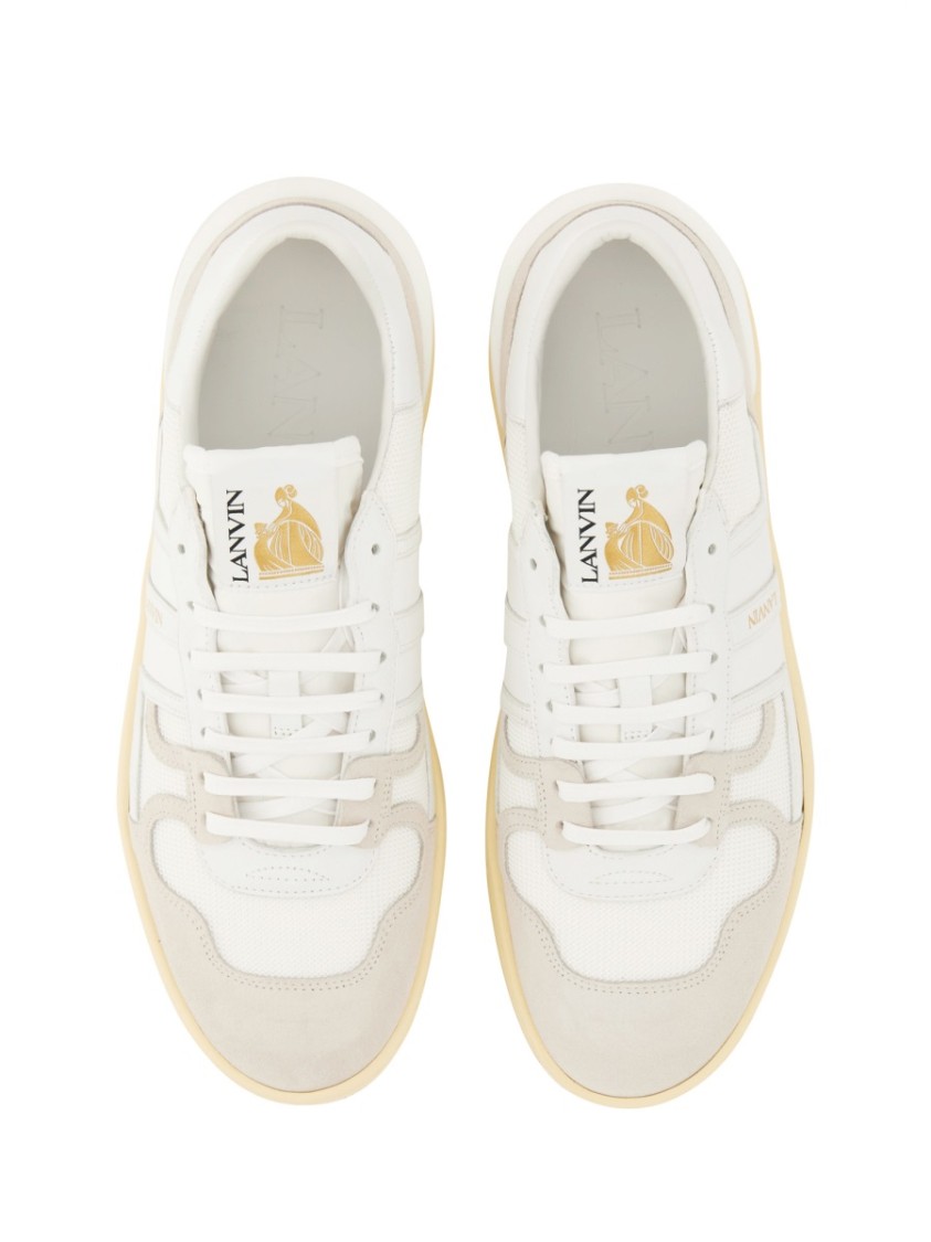 Lanvin Mesh And Leather Clay Sneakers With In White