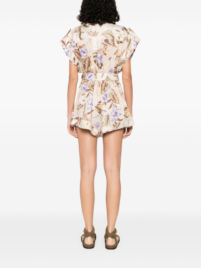Zimmermann Coco Cuffed Playsuit In Neutral