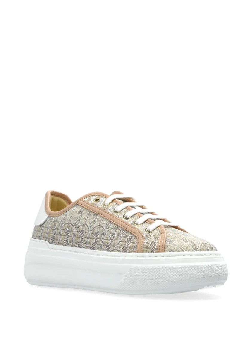 Furla Beige Textured Nuage Sneakers In White