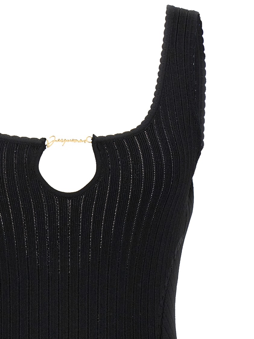 Jacquemus La Mini Robe Sierra Knitted Mini Dress In Black