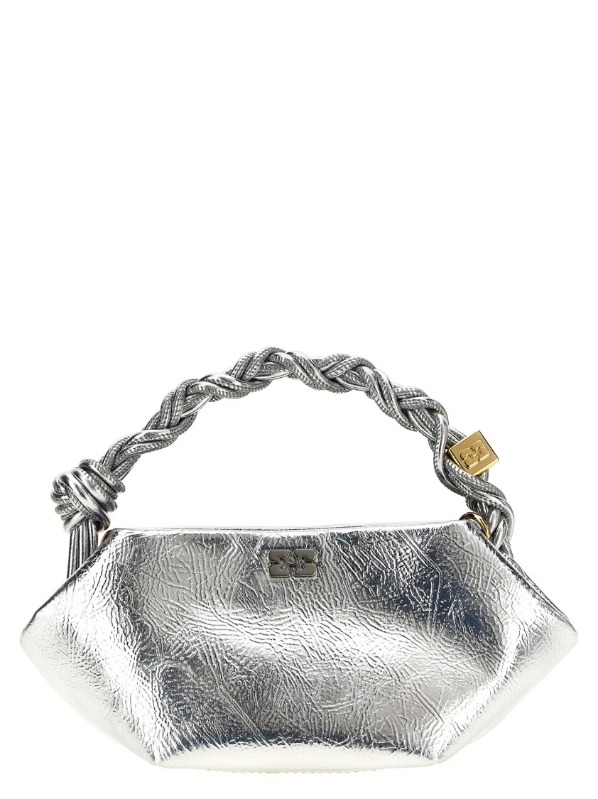 Ganni 'bou Bag Mini Metallic' Handbag In Gray