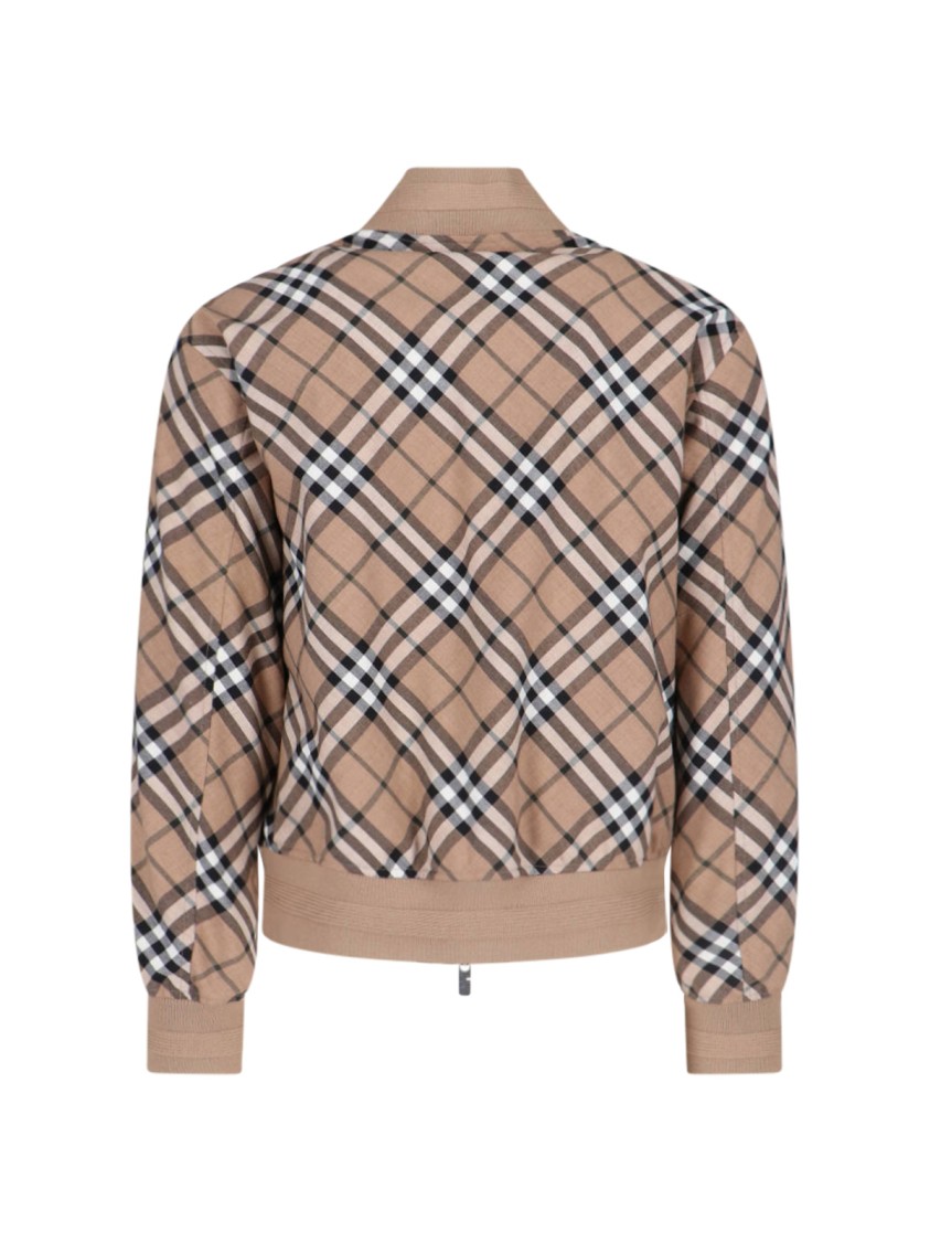Burberry Linden Check Wool Blend Harrington Jacket In Neutrals