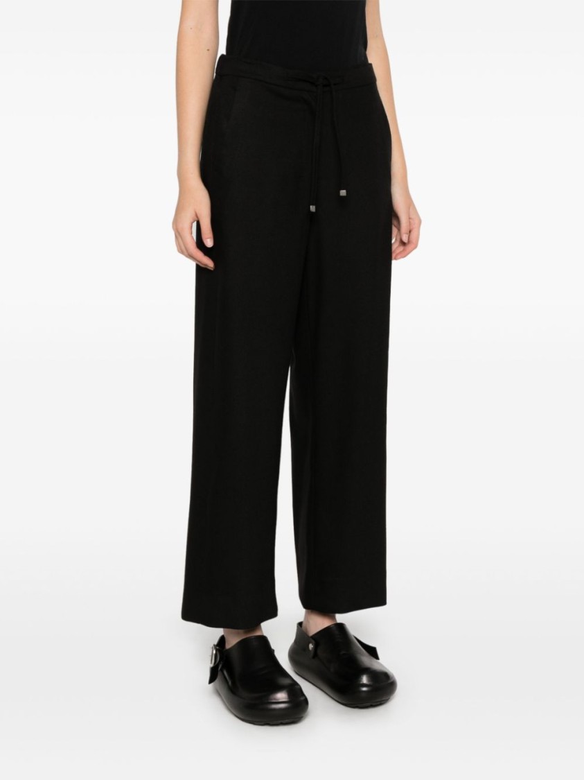 Max Mara Relaxed Wide-leg Trousers With Elastic Waistband In Black
