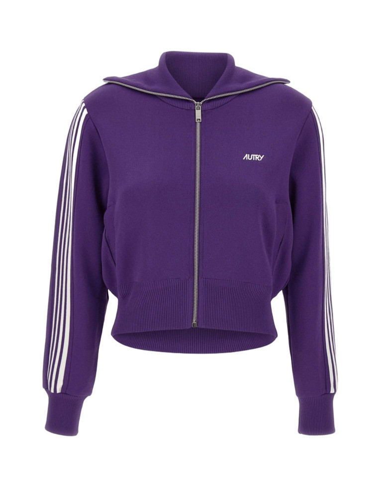 Shop Autry Cropped Tennis-style Jacket With Contrasting Stripes And Logo