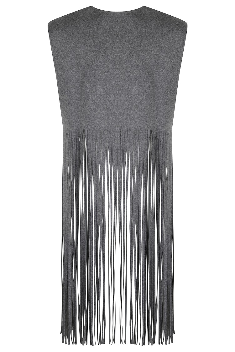 Tela Fringe Detail Canvas Top In Gray