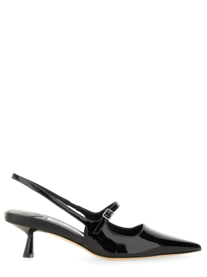 Jimmy Choo Patent Leather Slingback With Back Monogram