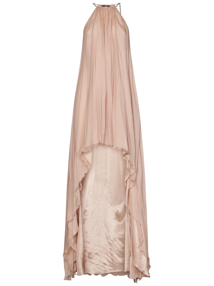 Amen Pink Silk Chiffon Dress With Chain Detailing In Pink