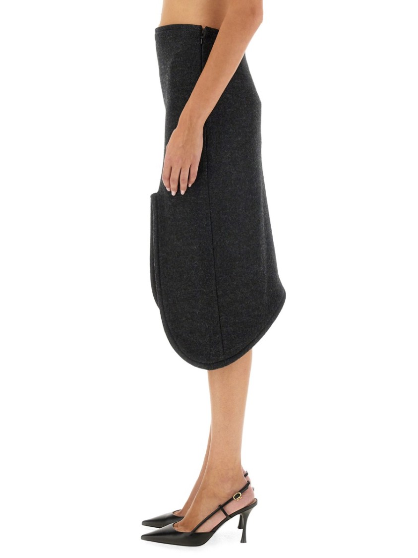 Victoria Beckham Padded Tube Detail Skirt In Grey