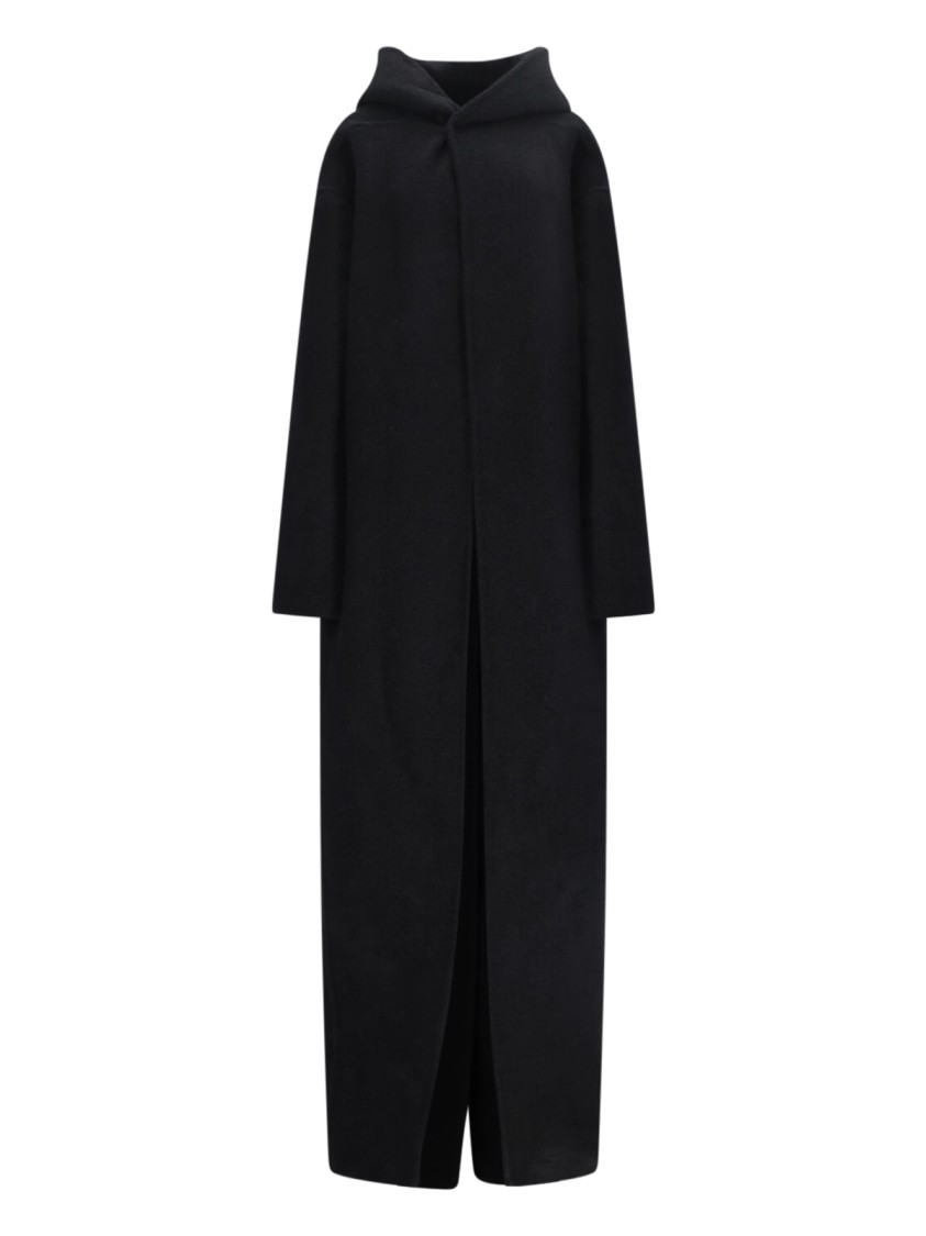 Rick Owens Maxi Coat With Hood In Black
