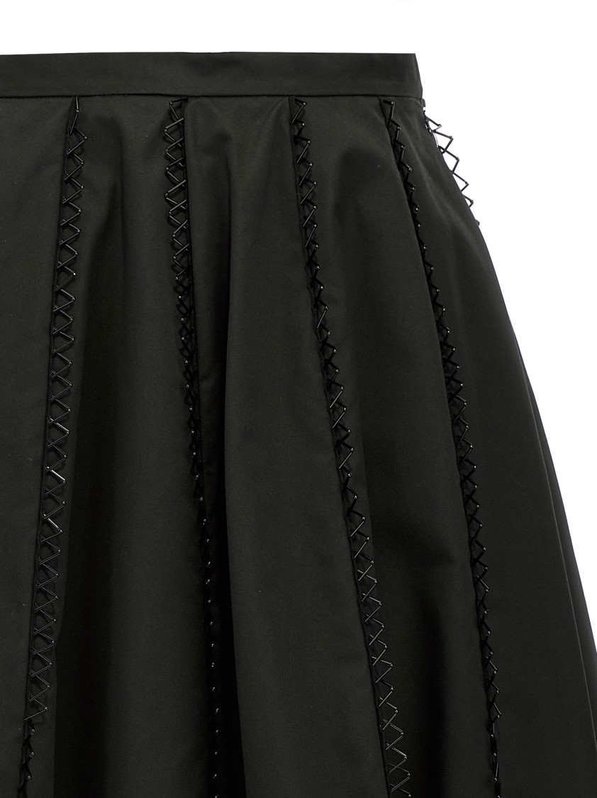 Fabiana Filippi Longuette Skirt With Beaded Embroidery Detail In Black