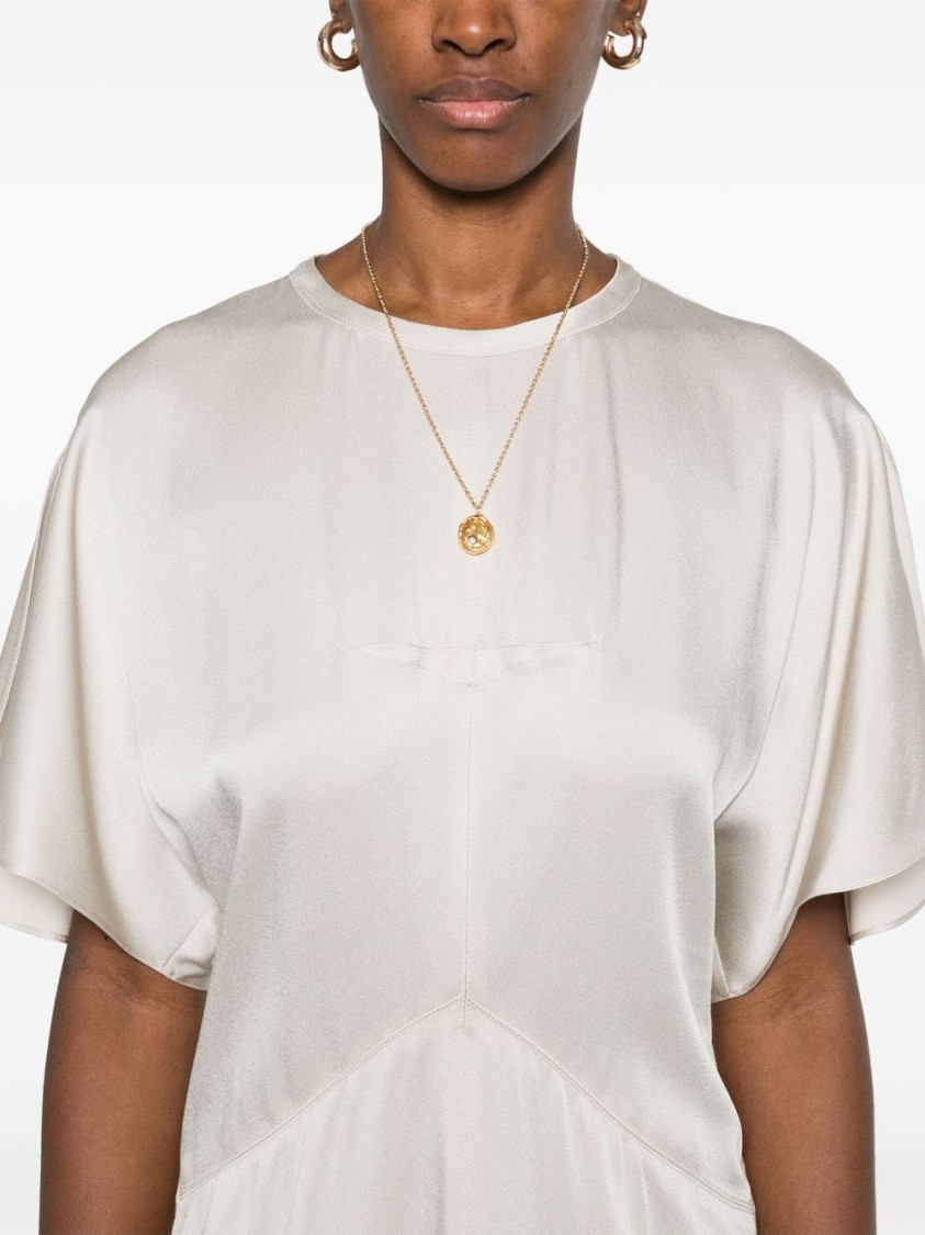 Isabel Marant Keany Midi Dress With Elegant Puff Sleeves In White