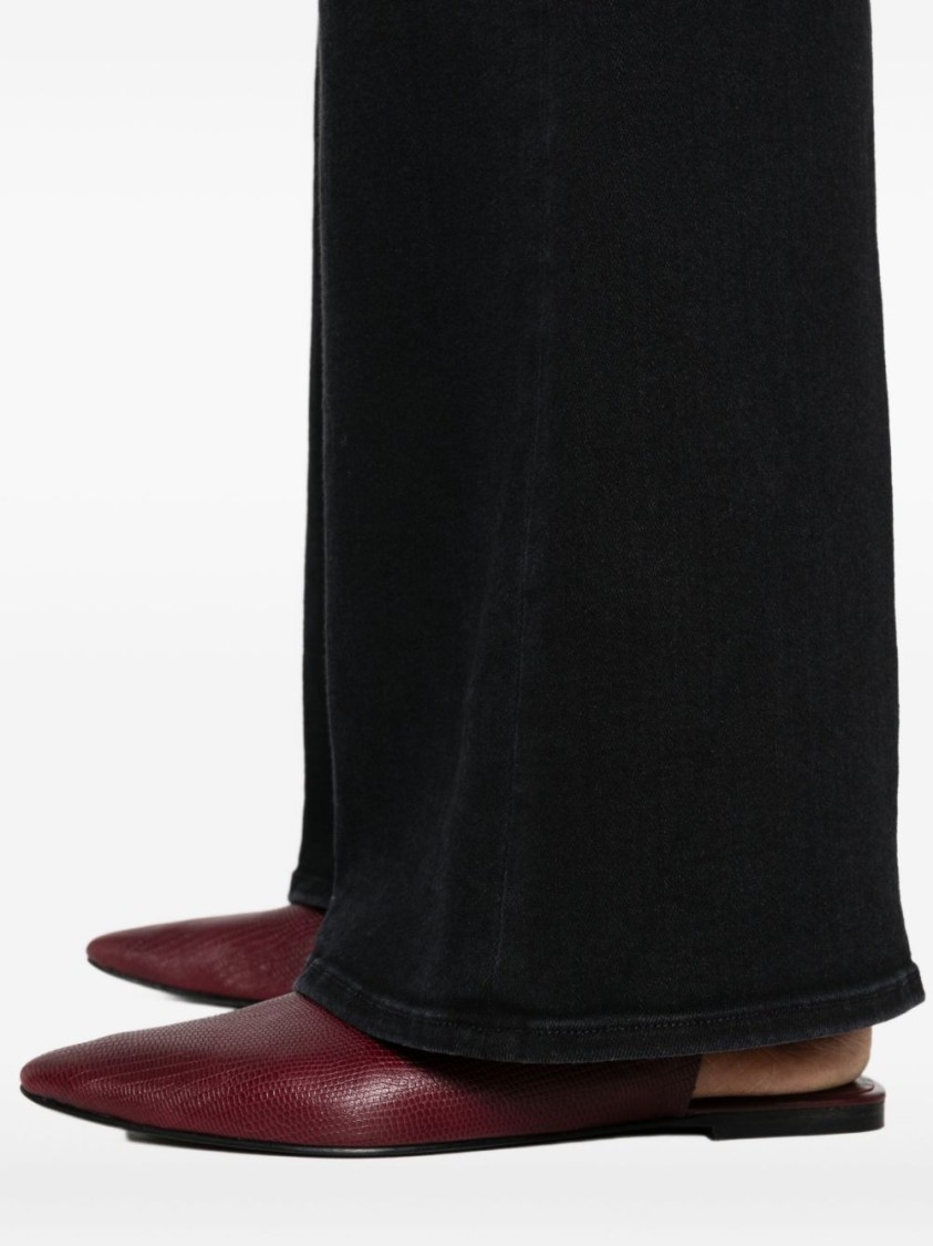 Mother Wide Black Jeans In Soft Cotton-modal Blend In Black