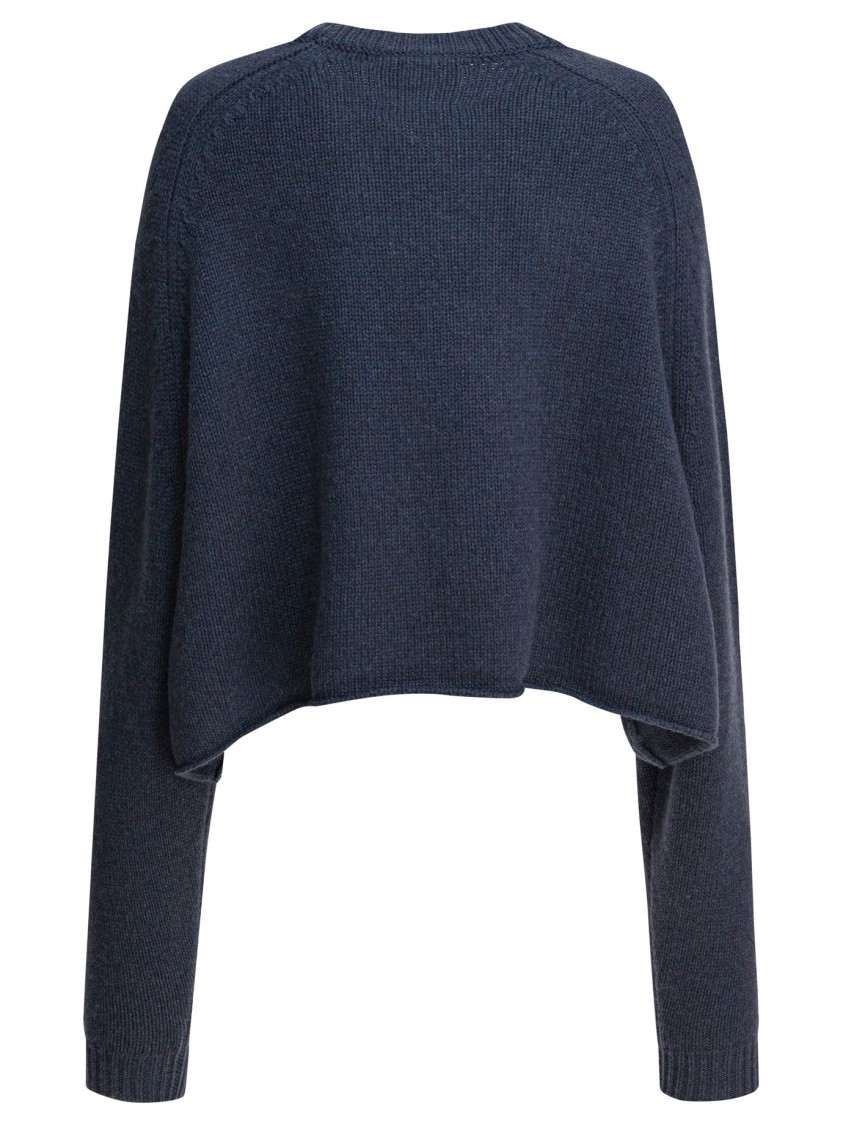 Lisa Yang Cropped Cashmere Sweater With Round Neckline In Blue