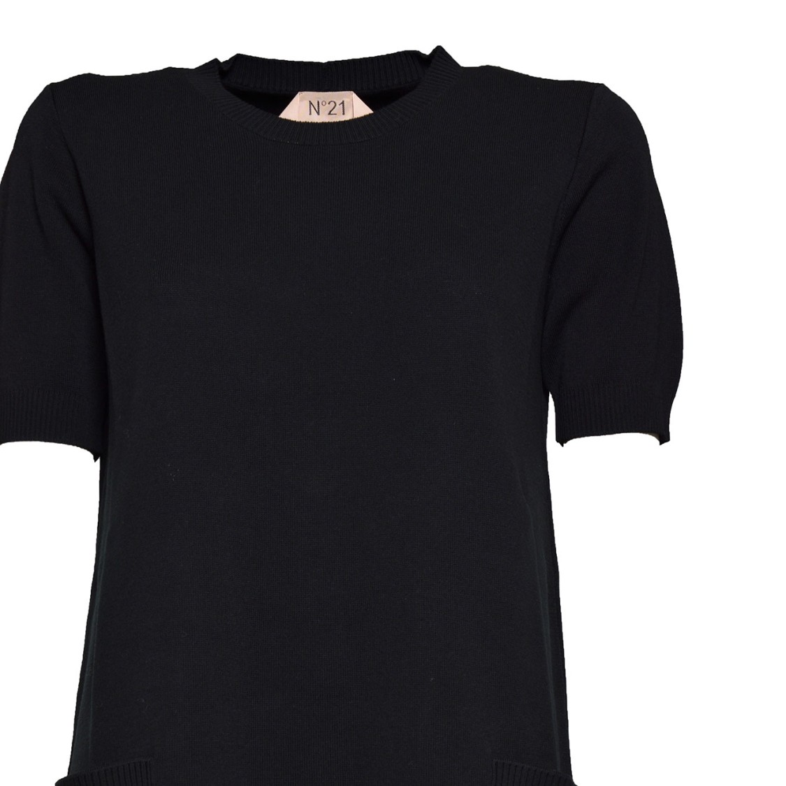 N°21 Black Cotton Short Dress With Pockets