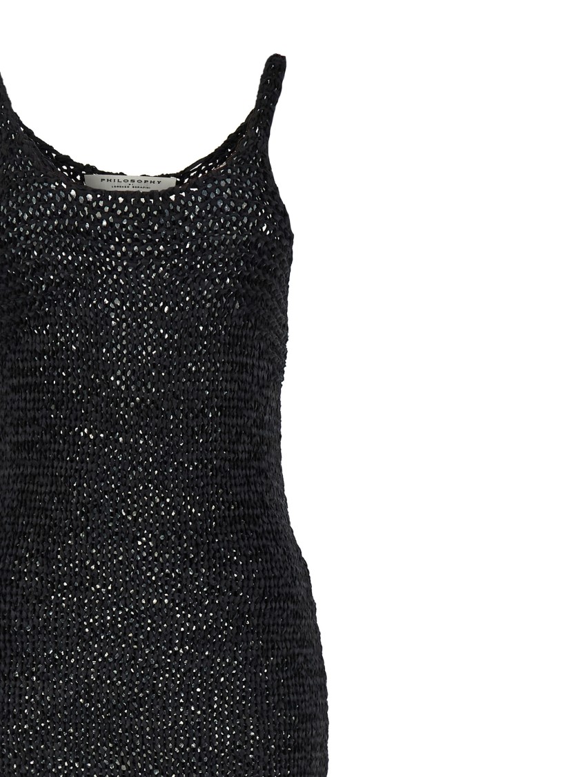 Philosophy Di Lorenzo Serafini Suede Effect Woven Tape Midi Dress
