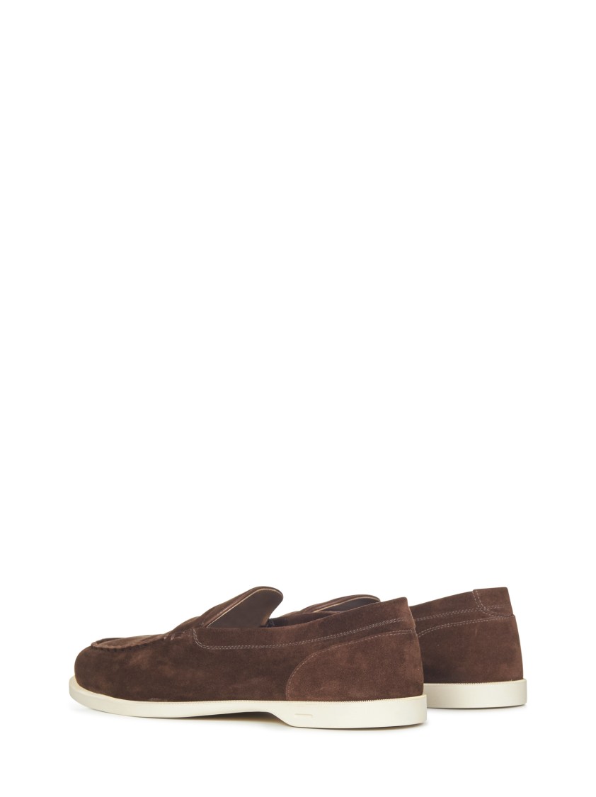 John Lobb Mud Suede Pace Loafers In Grey