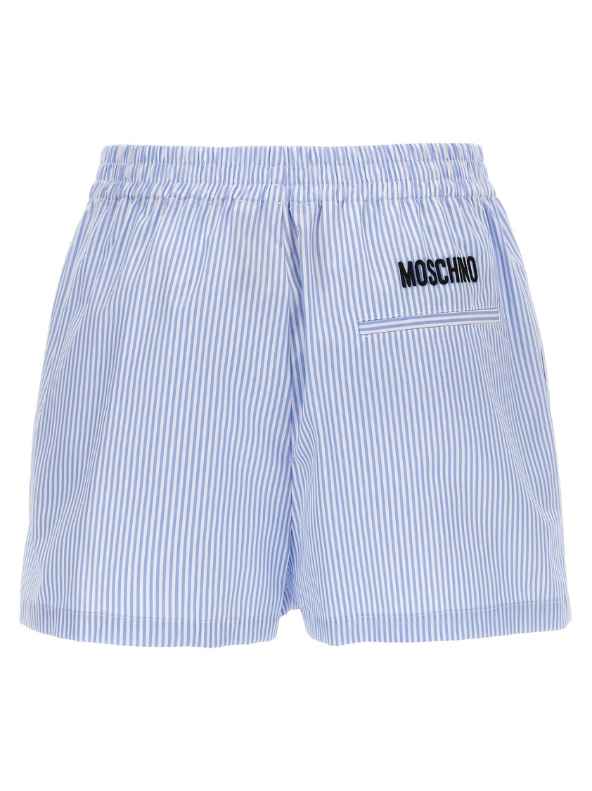 Moschino Striped Cotton Poplin Boxer Shorts In Blue