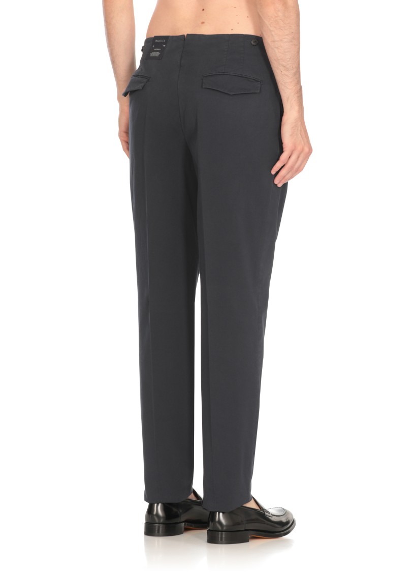 Incotex Blue Panama Cotton Pants In Blue