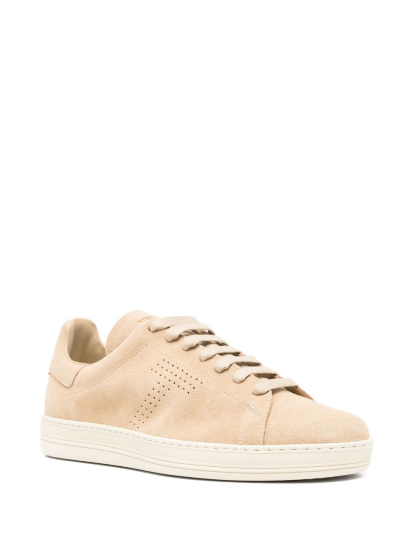 Shop Tom Ford Beige Suede Sneakers In Neutrals