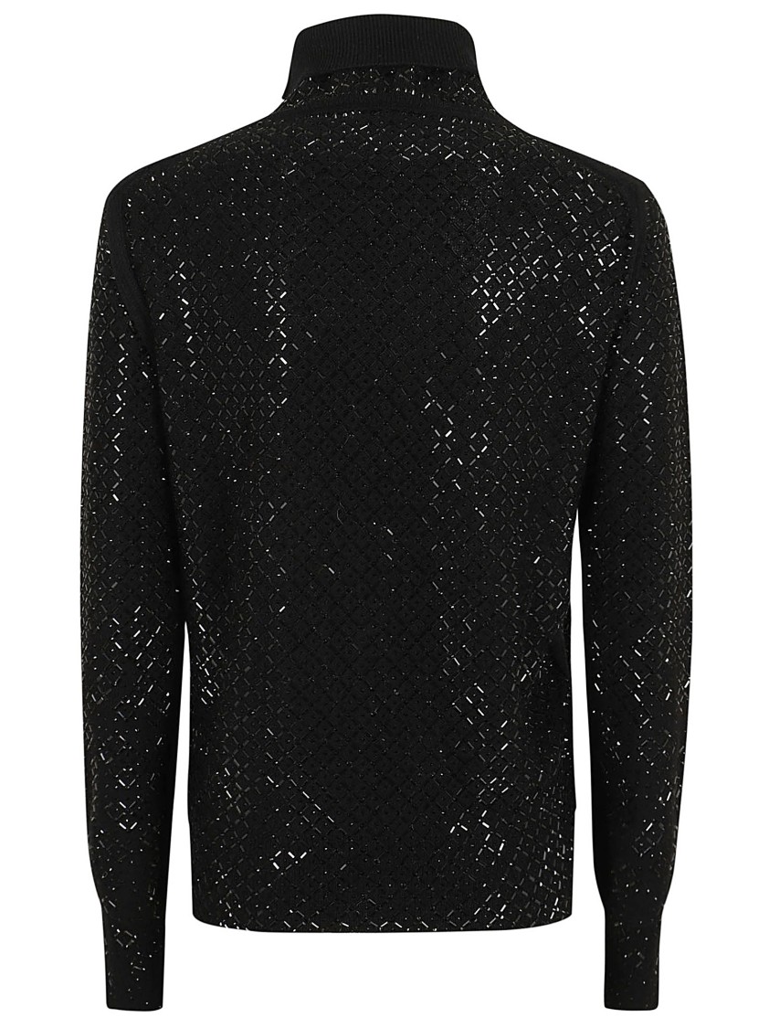 Ermanno Scervino Textured Long Sleeve Sweater With High Neck In Black