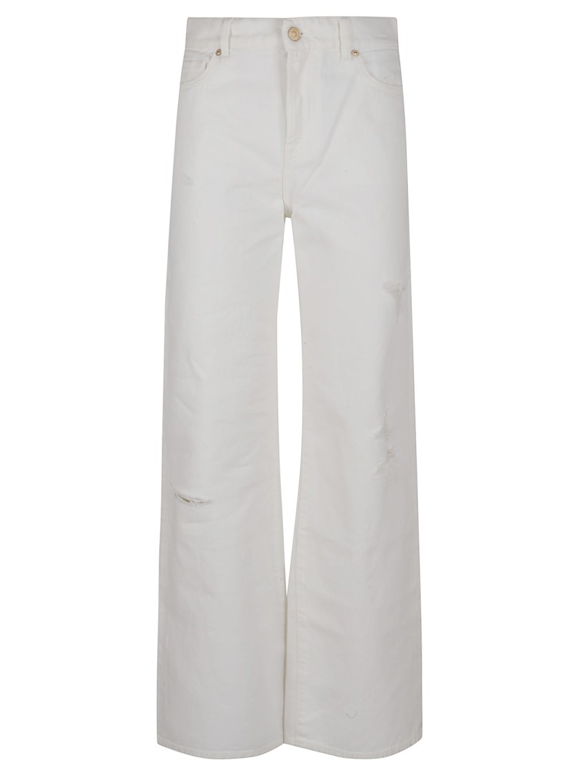 Shop 7 For All Mankind Wide-leg Jeans With Low-slung Waist In White