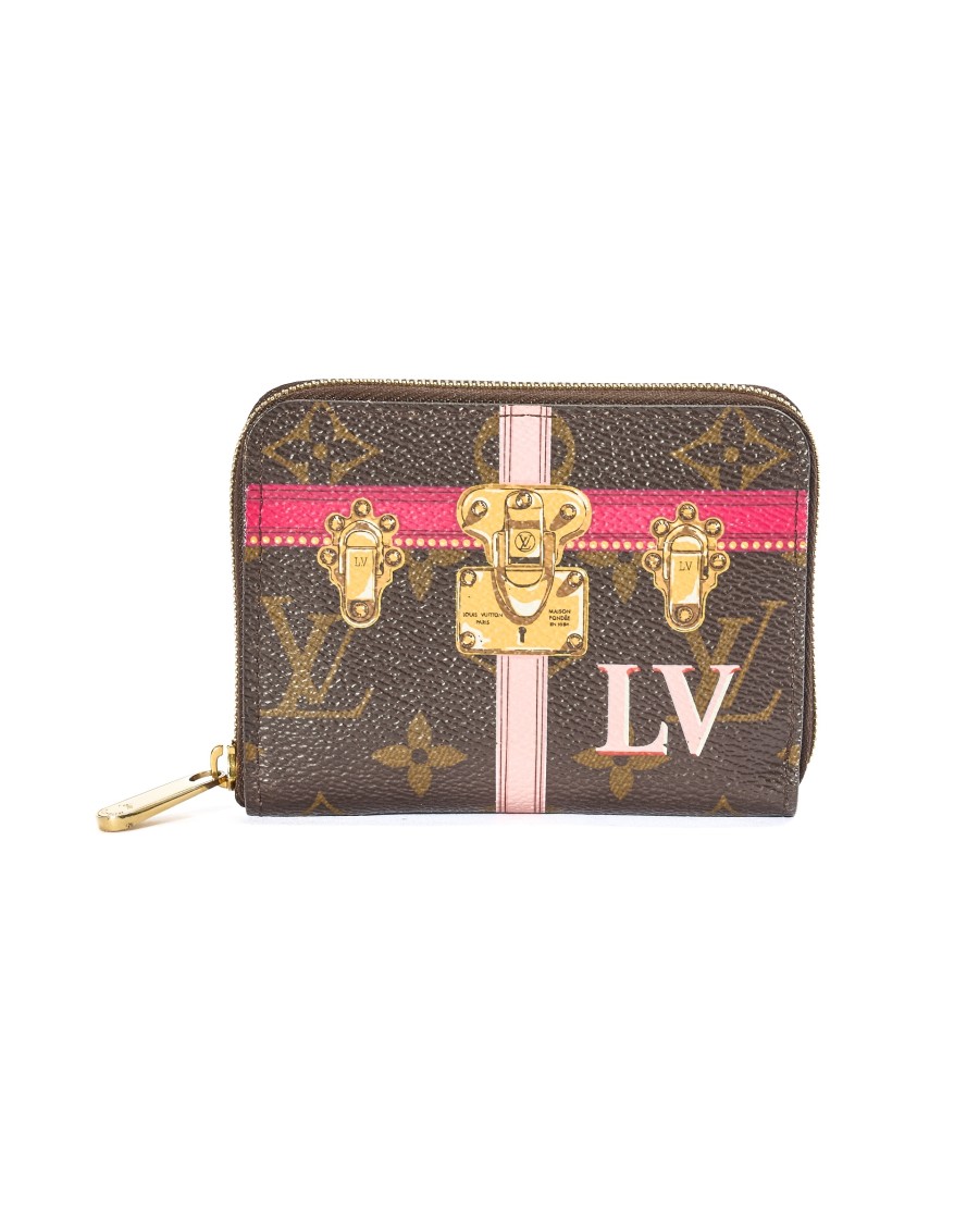 Pre-owned Louis Vuitton Zippy Summer Trunks Monogram Wallet In Grey