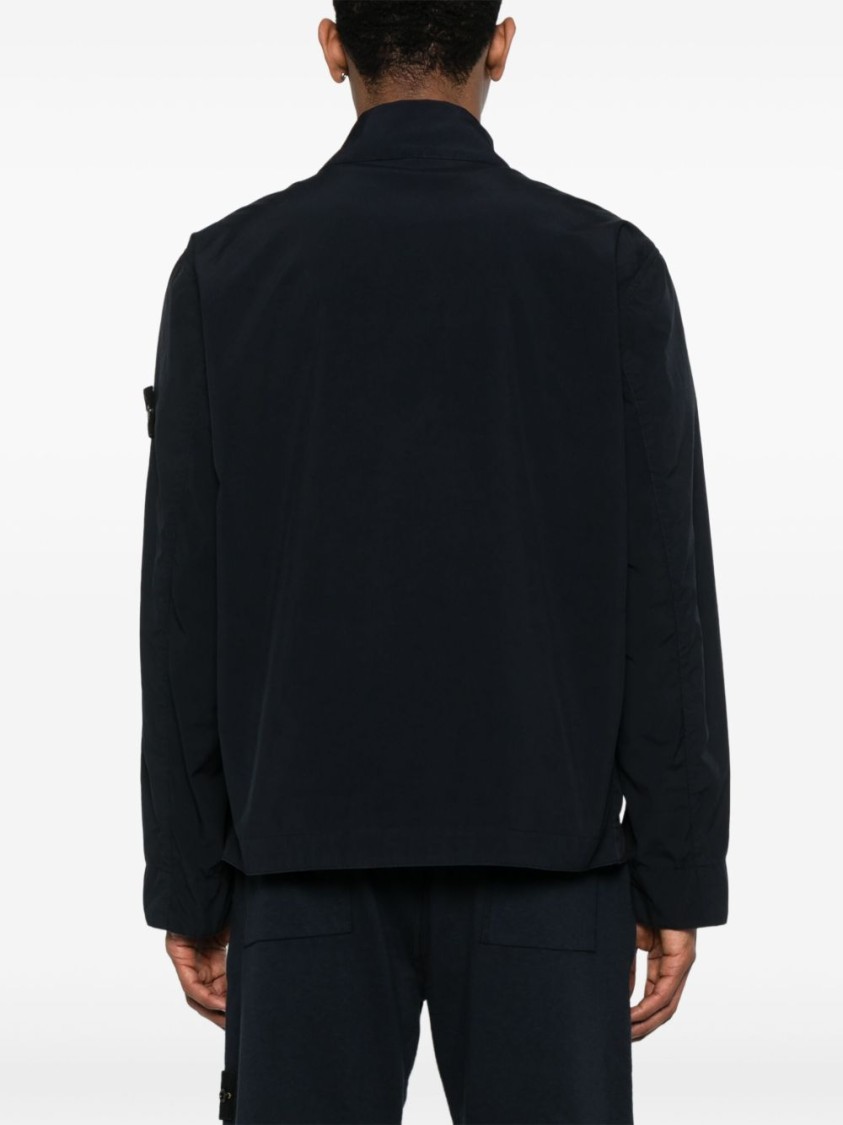 Stone Island Tailored Black Casual Jacket With Minimalist Design In Black