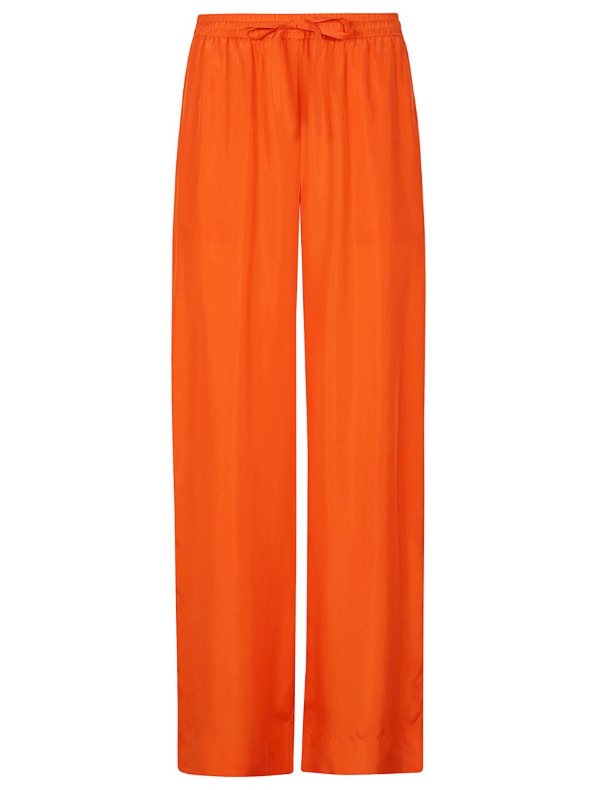 P.a.r.o.s.h . Wide-leg Silk Pants With Drawstring Waistband In Orange