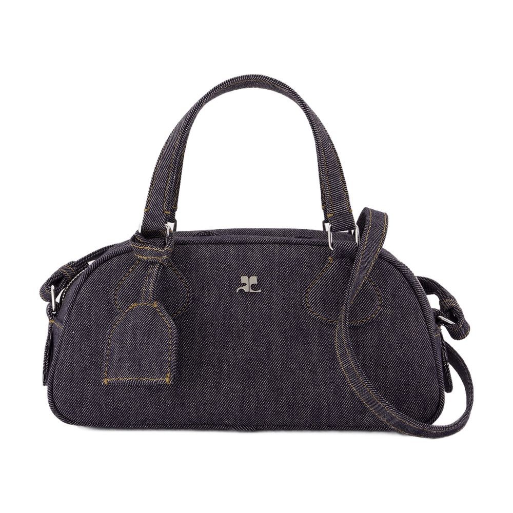 Shop Courrèges Friday Bowling Baguette Crossbody - Leather - Grey In Black