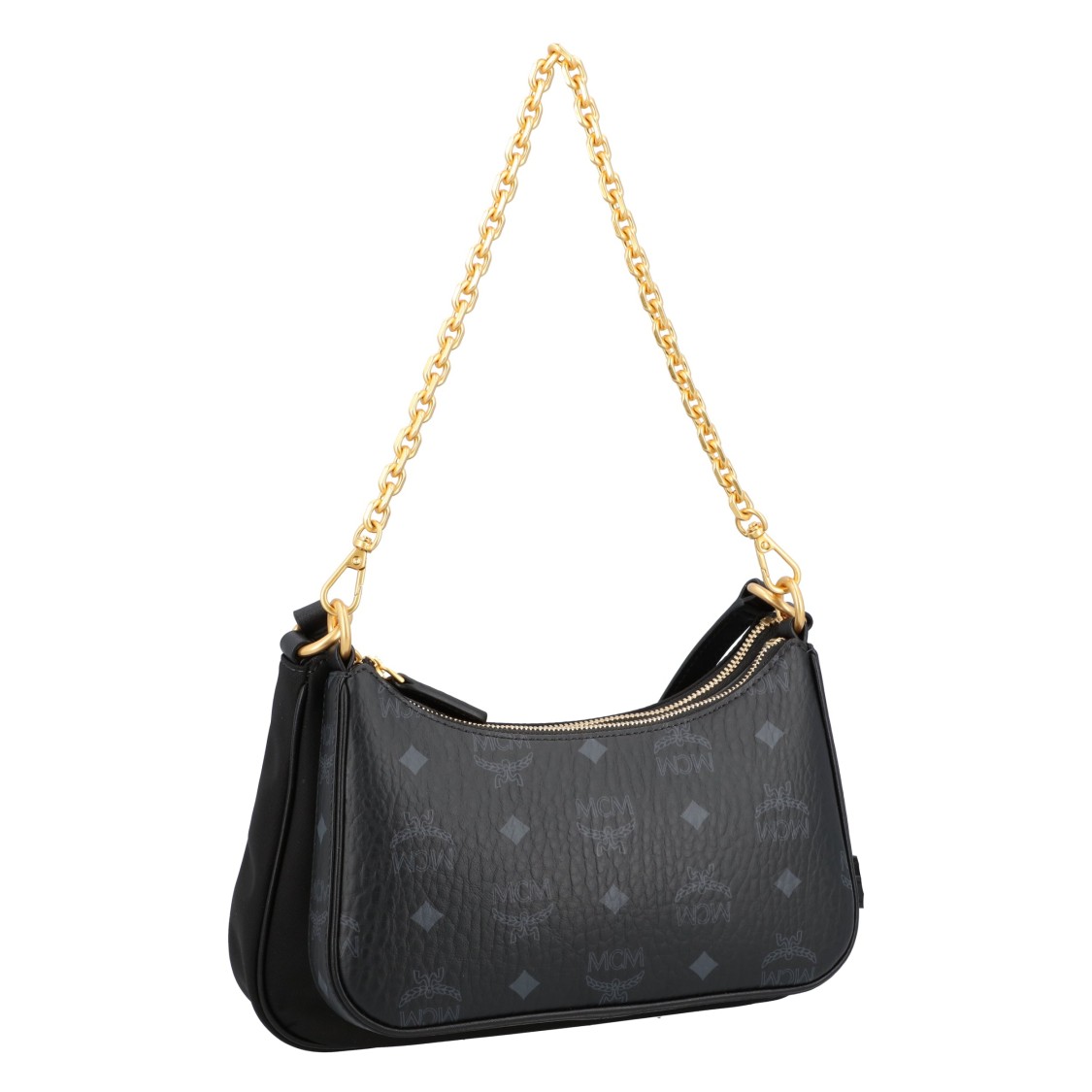 Mcm Aren Duo Hobo In Recycled Nylon And Visetos In Black
