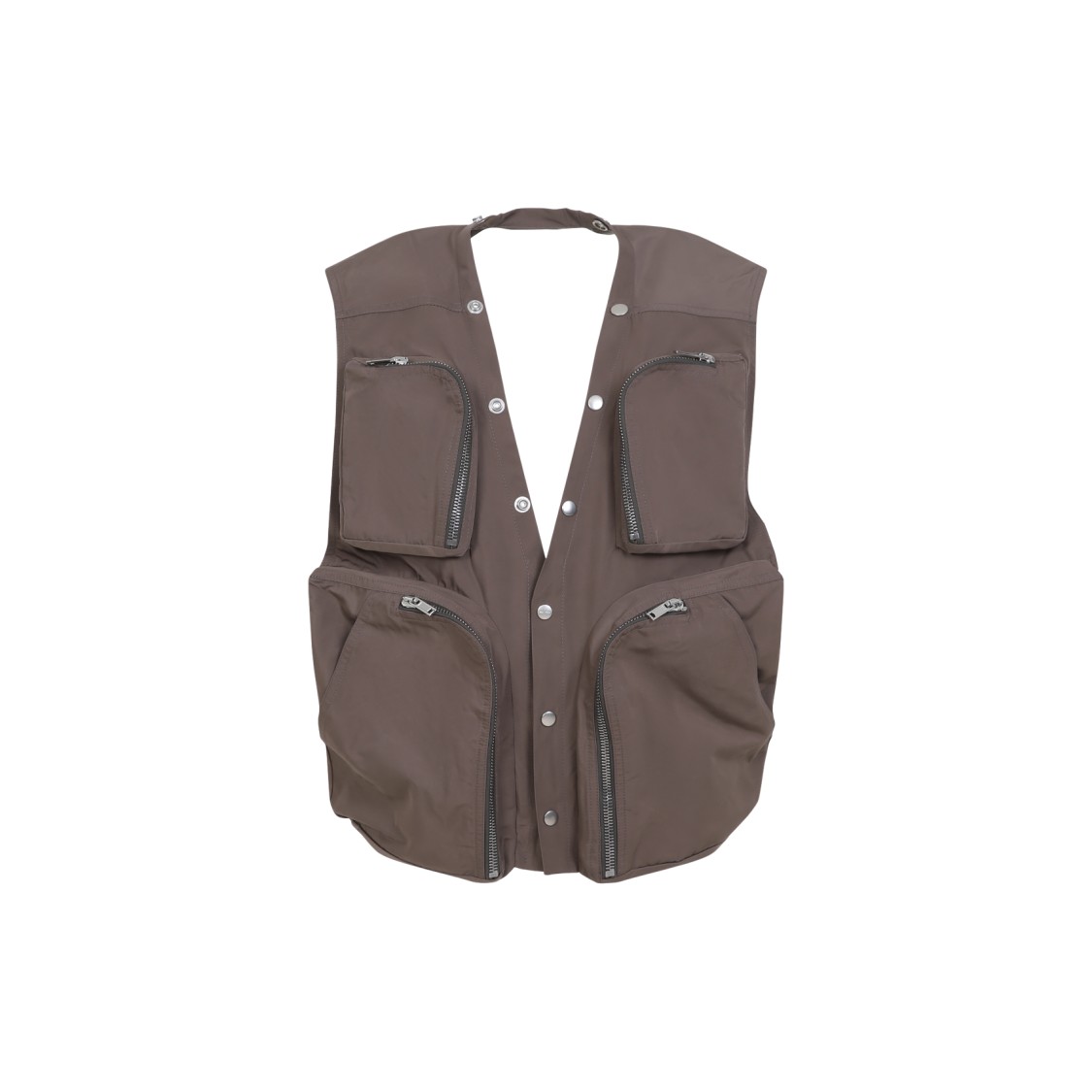 Rick Owens Grey Vest With V-neck And Cargo Pockets In Cotton Man In Grey