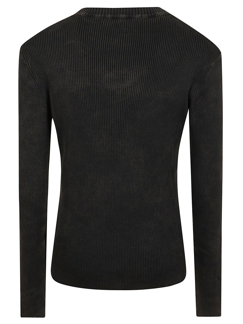 Shop Diesel Ribbed Long-sleeved Top In Black