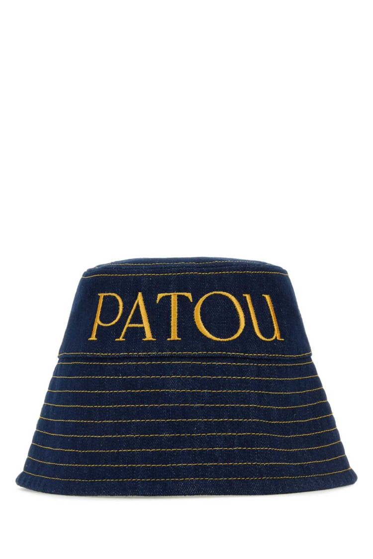 Patou Dark Blue Denim Hat In Black