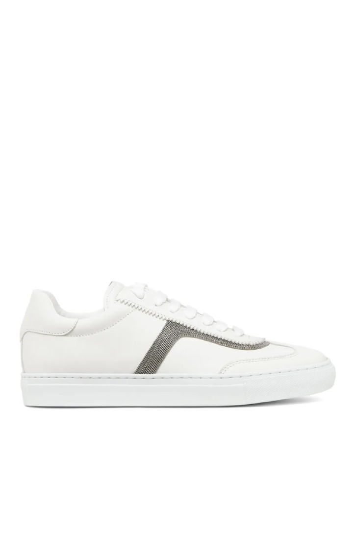 Brunello Cucinelli White Sneaker With Monili Chain Detail In White