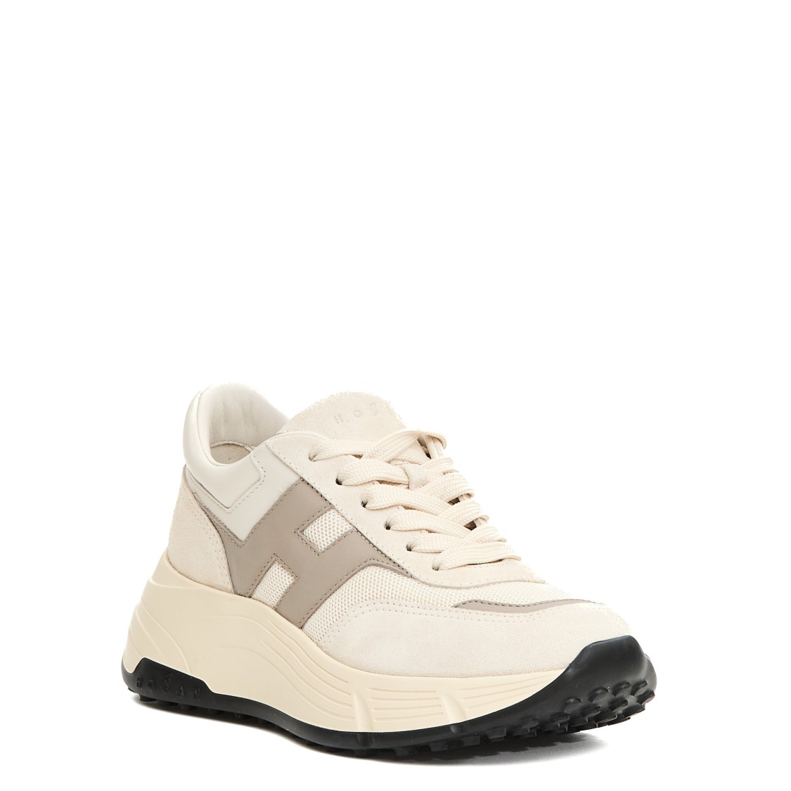 Hogan Beige Sneakers With Padded Ankle And Logo Accents