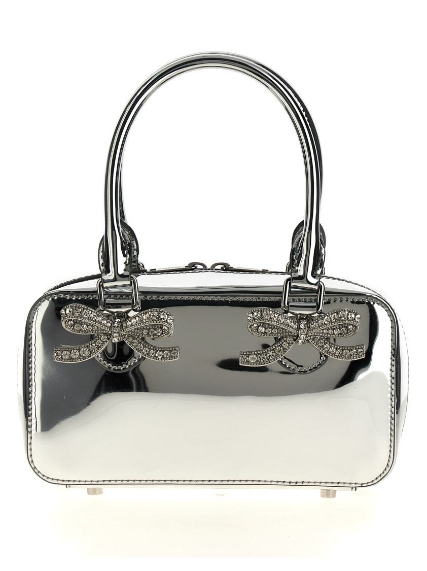 Self-portrait Silver-colored Handbag With Bows On The Front