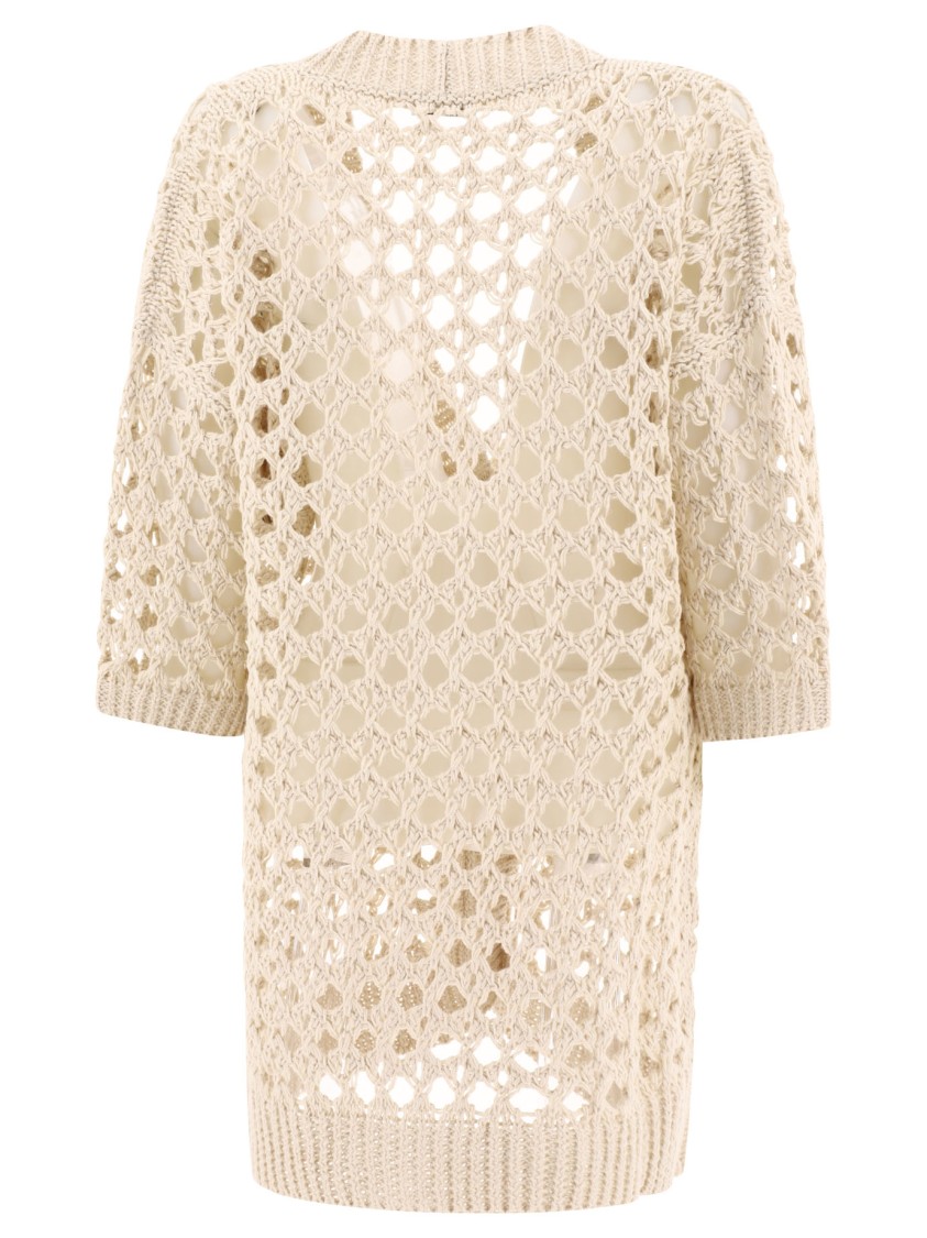 Brunello Cucinelli Juta And Cotton Mesh Cardigan In Neutral