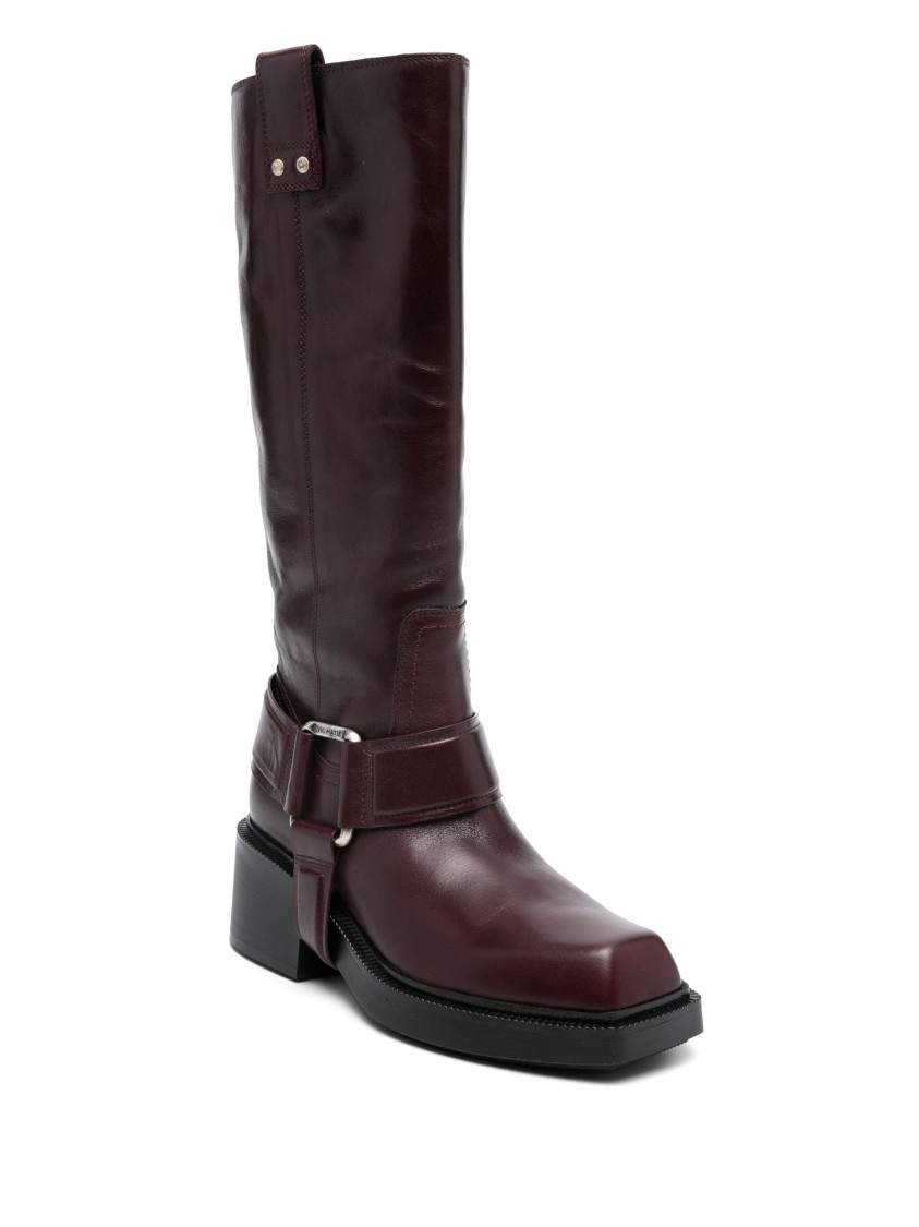 Vic Matie Vic Matié Sleek Leather Ankle Boots With Chunky Heel In Brown