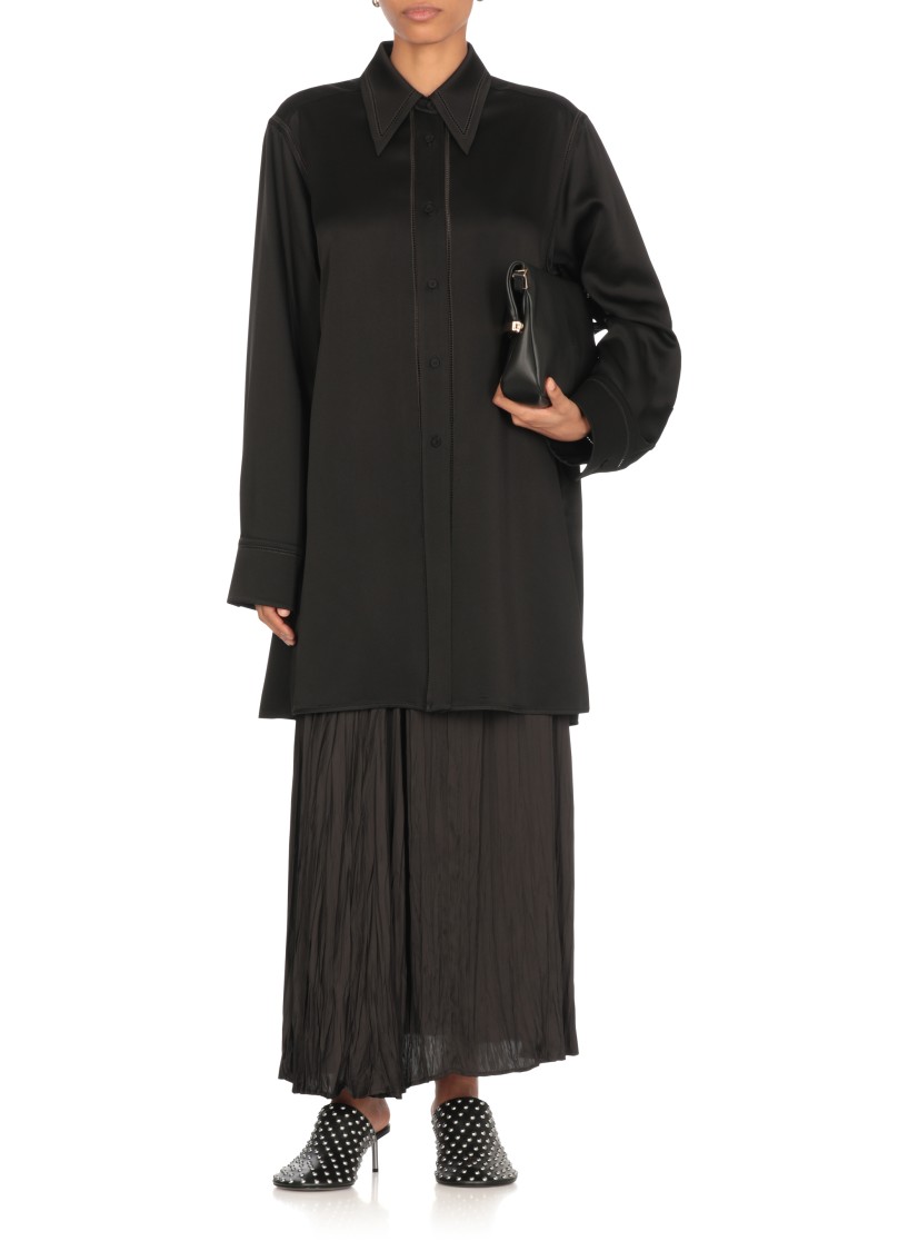 Shop Jil Sander Black Satin Shirt