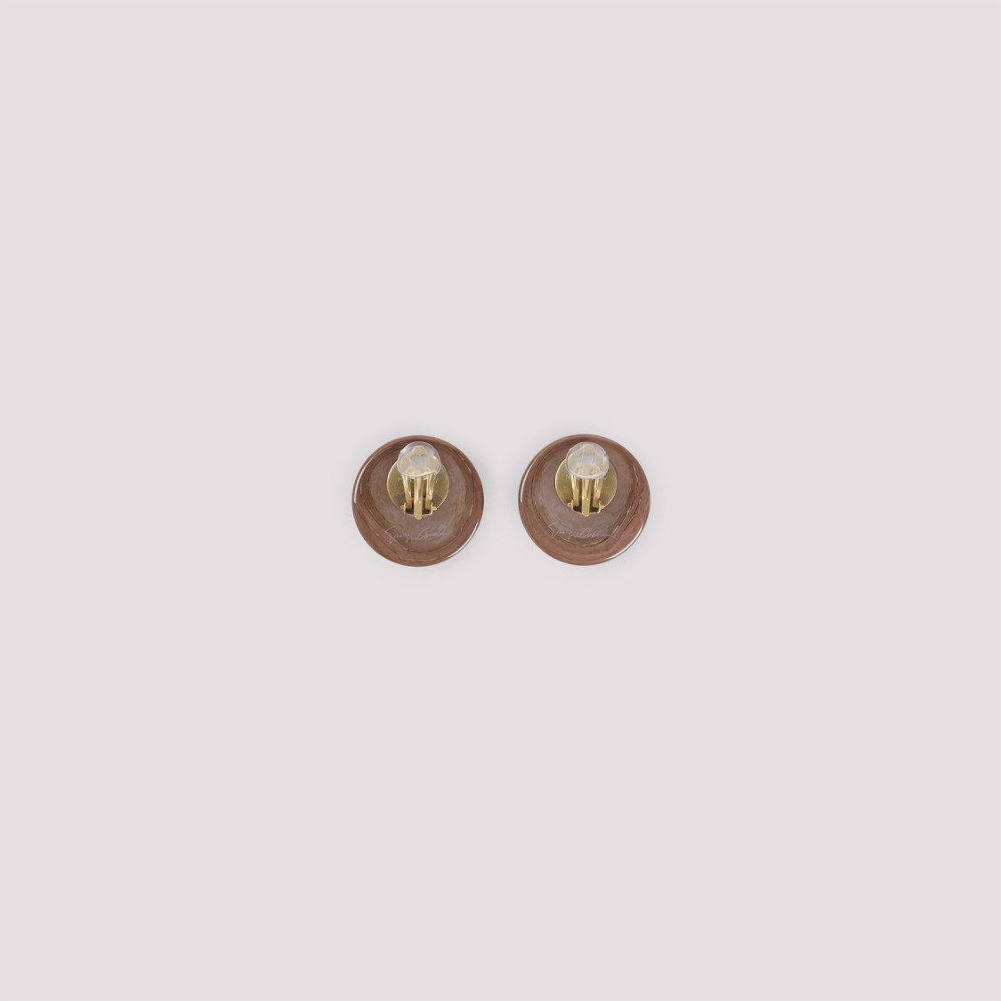 Giorgio Armani Glossy Brass Earrings With Rounded Design