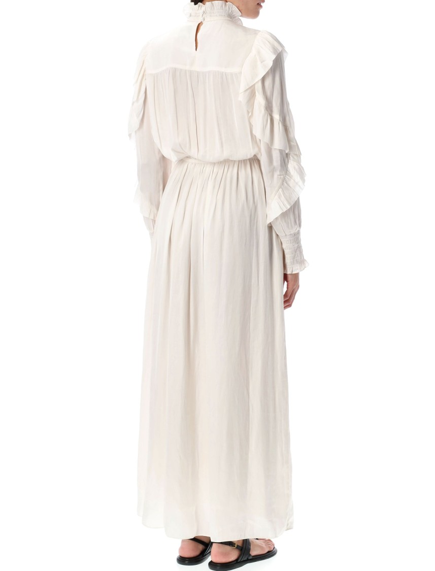 Isabel Marant Long Dress With Lace And Ruffles In Neutrals