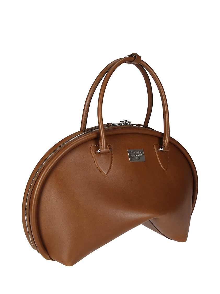 Acne Studios Curved Brown Handbag With Double Slider Zip In Brown