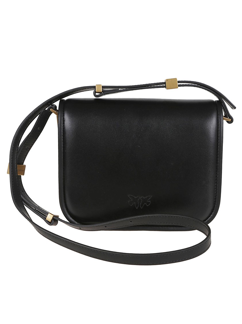 Pinko Smooth Calfskin Shoulder Bag With Love Birds Logo
